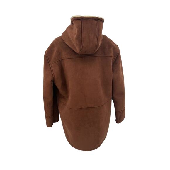 Ralph Lauren Brown Faux Suede Sherpa Toggle Coat Jacket Brown‎ Size Large - Picture 8 of 12